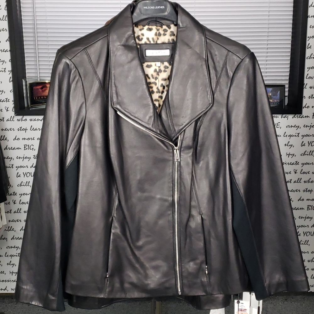 💥NEW💥 Calvin Klein Blk/Brn Soft Leather Coat